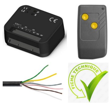 Récepteur, antenne et câbles du kit HomeLink
